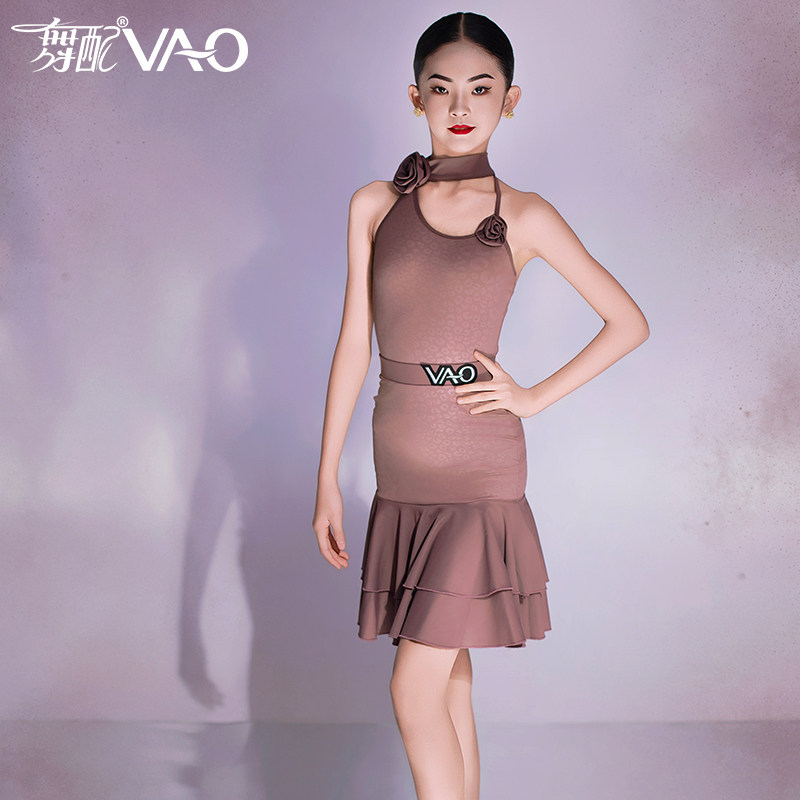 新款拉丁舞服VAO舞配高端舞服时尚吊带练习服拉丁舞练功服女童TJ