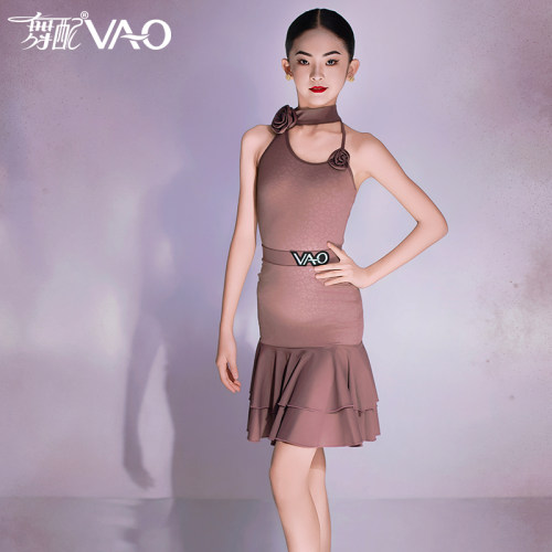 新款拉丁舞服VAO舞配高端舞服时尚吊带练习服拉丁舞练功服女童TJ