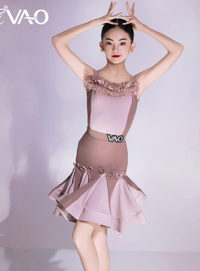 2025新款拉丁舞服VAO舞配高端舞服花朵表演练习服拉丁舞练功服女