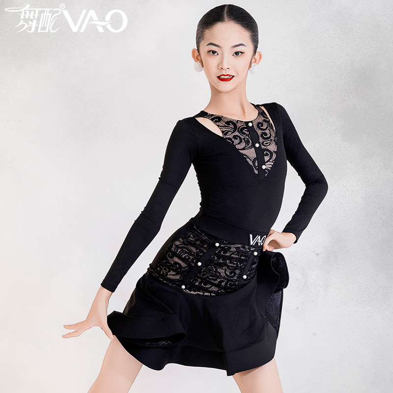 断码清仓-拉丁舞服VAO舞配舞服黑色套装练习裙拉丁舞练功服女TJ