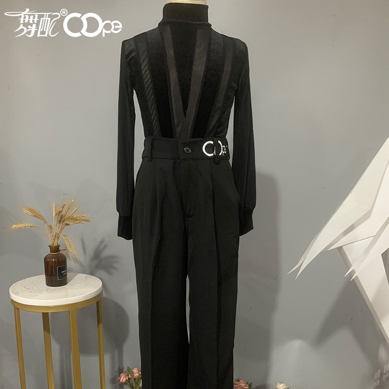 舞配拉丁舞服练习服黑色高领