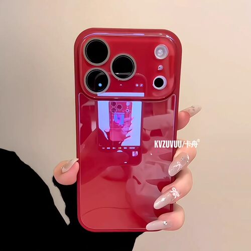 适用苹果18promax手机壳iphone16中国红15冰感玻璃壳14简约纯色新款13网红女款17pro全包镜头16pro爆款手机套