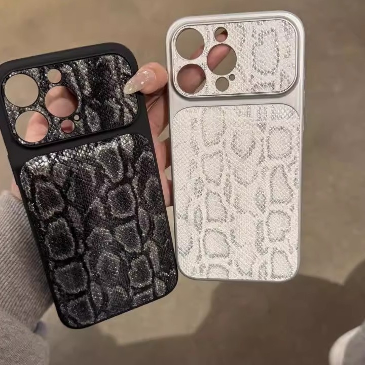 高级感蛇皮纹鼓包适用于苹果17promax手机壳16pro保护套防摔软 · 17 白壳15/14