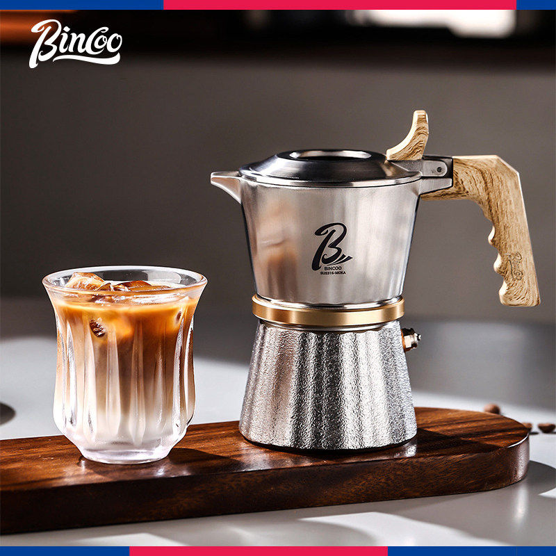 Bincoo意式三阀摩卡壶316不锈钢咖啡壶双阀家用小型煮浓缩咖啡机,餐饮具,摩卡壶,淘宝优惠券,粉丝福利购,淘宝优惠卷