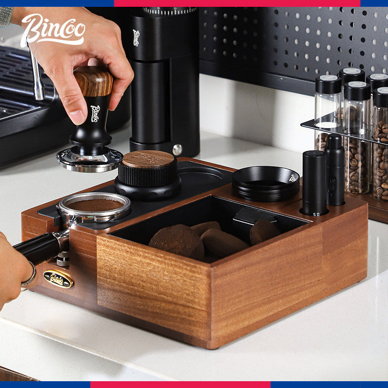 Bincoo实木咖啡压粉底座套装意式配件手柄敲渣收纳盒布粉器三件套,餐饮具,配套器具,淘宝优惠券,粉丝福利购,淘宝优惠卷