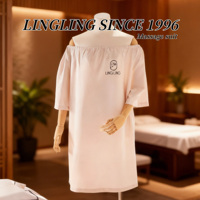 慵懒松弛感一字领按摩服女纯色松紧腰显瘦家居服睡裙定制logo