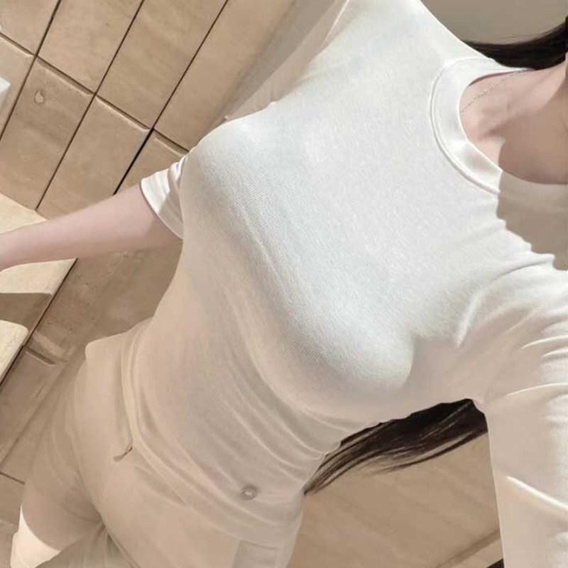 韩系夏季新款日常百搭显身材性感女人味紧身显瘦五分袖t恤上衣女
