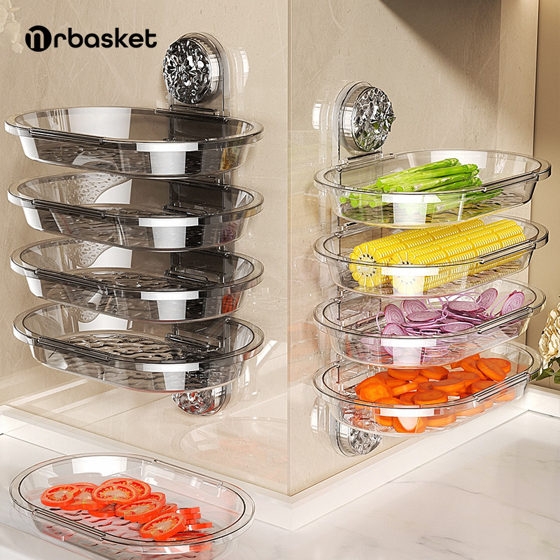 厨房吸盘备菜置物架家用免打孔果蔬配菜盘壁挂式多层备菜盘收纳架,厨房/烹饪用具,厨房置物架/置物柜/角架,淘宝优惠券,粉丝福利购,淘宝优惠卷