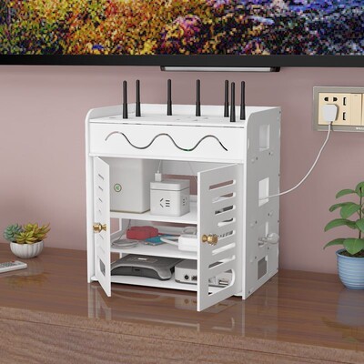 wf路由器收纳盒机顶盒置物架电视