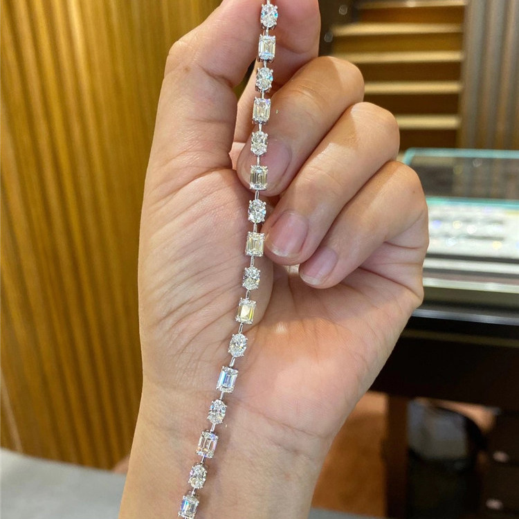 ZIA新品定制款女18K白金玫瑰金克拉钻石手链满钻镶嵌手镯手环