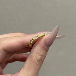 十字架18k金黄金十字花圈钻石戒指