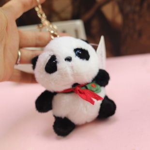 可爱红领巾熊猫公仔毛绒玩具成都大熊猫玩偶挂件钥匙扣背包挂饰