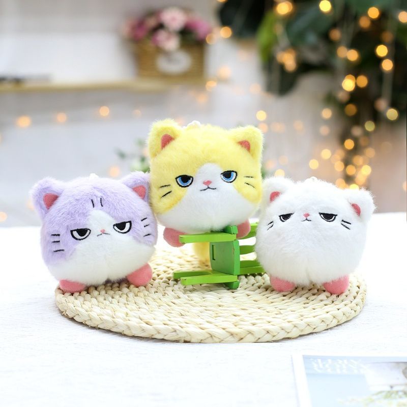 可爱萌小猫咪挂件毛绒玩具公仔生气表情小猫包包挂饰钥匙扣玩偶