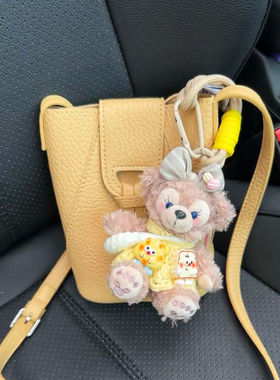 熊黄色芝士钥匙扣装饰毛绒玩偶娃娃粉色系卡通包包公仔挂件玫玫玫