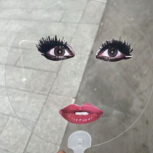 ladygaga演唱会烈焰红唇扇子追星应援透明夏日清凉道具扇神秘高贵