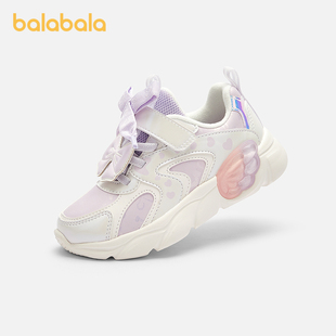 巴拉巴拉加绒保暖运动鞋女童鞋2025新秋冬鞋子甜美老爹鞋蝴蝶结