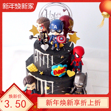 蝙蝠 美国队长钢铁 复仇者联盟生日蛋糕装 侠超人 侠蜘蛛侠 饰摆件
