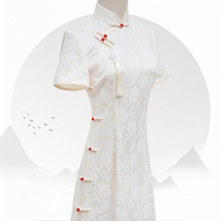 白色蕾丝旗袍2026新款改良年轻款少女小个子新中式日常订婚连衣裙