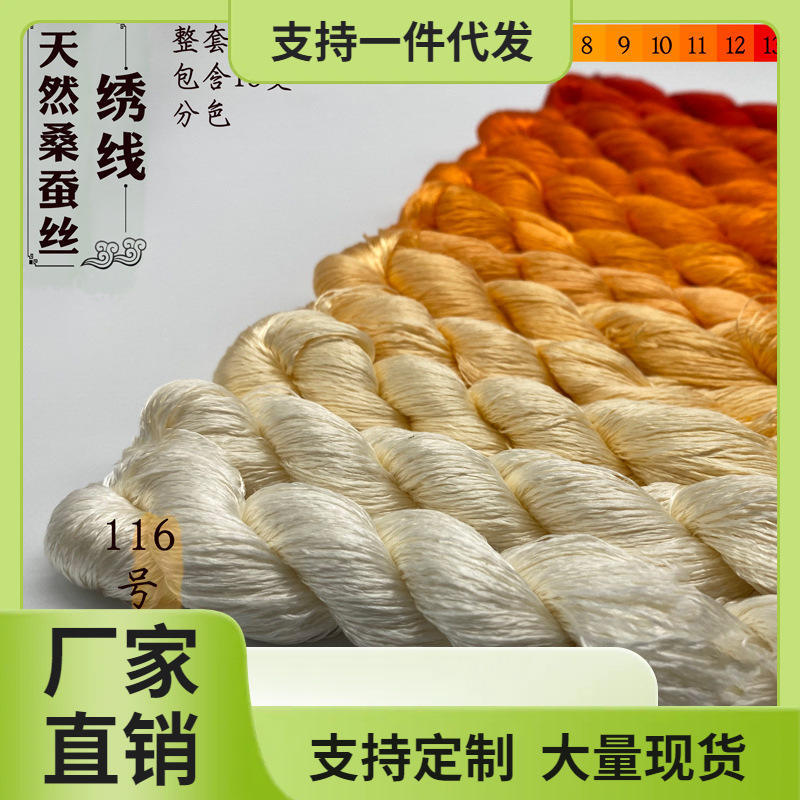 40HP新品116号橘橙色手工diy苏绣刺绣缠花绒花蚕丝线