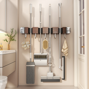 吸盘式拖把壁挂夹浴室置物架卫生间洗手间厕所免打孔墙上收纳神器