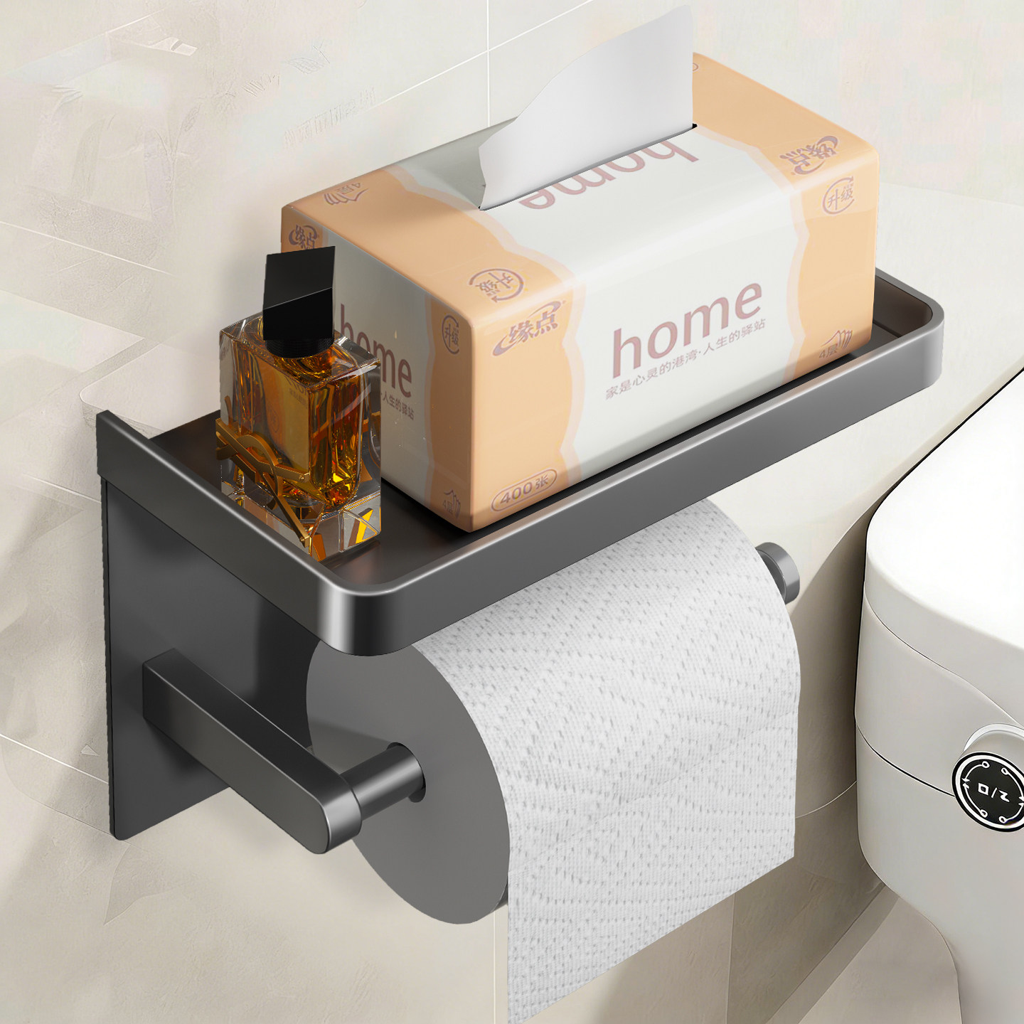 纸巾架卫生纸置物架厕纸架洗脸巾卷纸架厕所壁挂式浴室挂架高级感