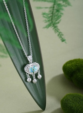 子佩集【莲渡清欢】S990银套链【MXTL033】花丝锁珐琅彩项链