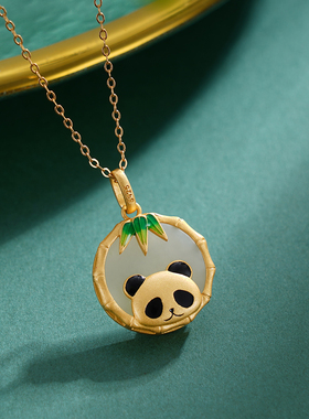 子佩集S925银【熊猫爱竹】套链【DZ05288】纯银古法银项链镀金241