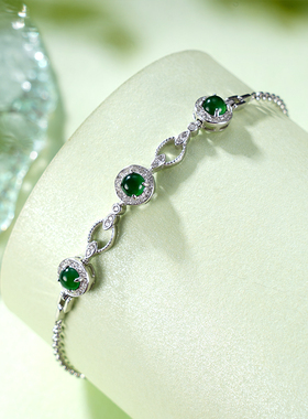 子佩集S925【绿意春晚】手链【SL11663】纯银古法银翡翠