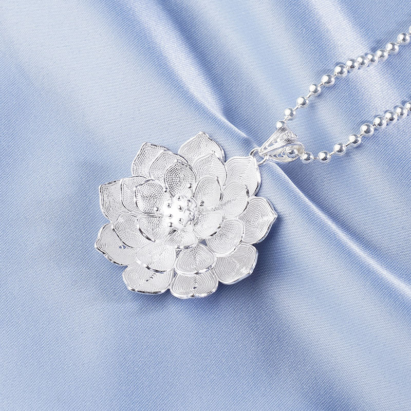 S990荷花吊坠【QBLSH-24】 (不含链)花丝