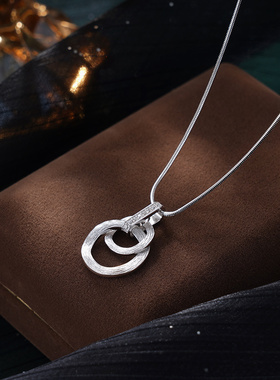 子佩集S925【环环相生】项链纯银【AE00373】原创2双环