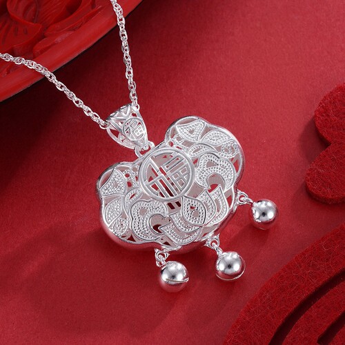 子佩集S990儿童长命锁【CM4011-2】花丝福套链项链搭配链随机