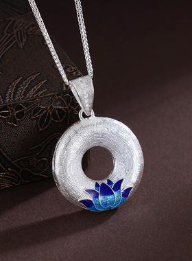 子佩集S990银【江南采莲】吊坠【CDZ000028-1】纯银花丝珐琅彩平