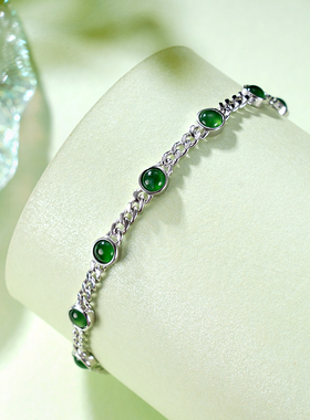 子佩集S925【触手生春】手链【SL11664】纯银古法银翡翠绿色