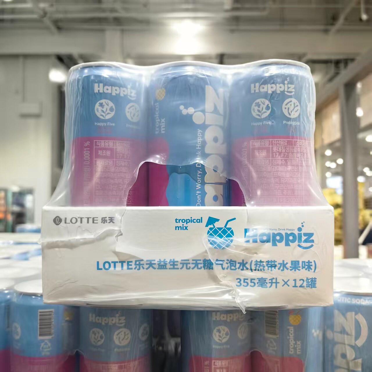 乐天益生元无糖气泡饮料355ml*12