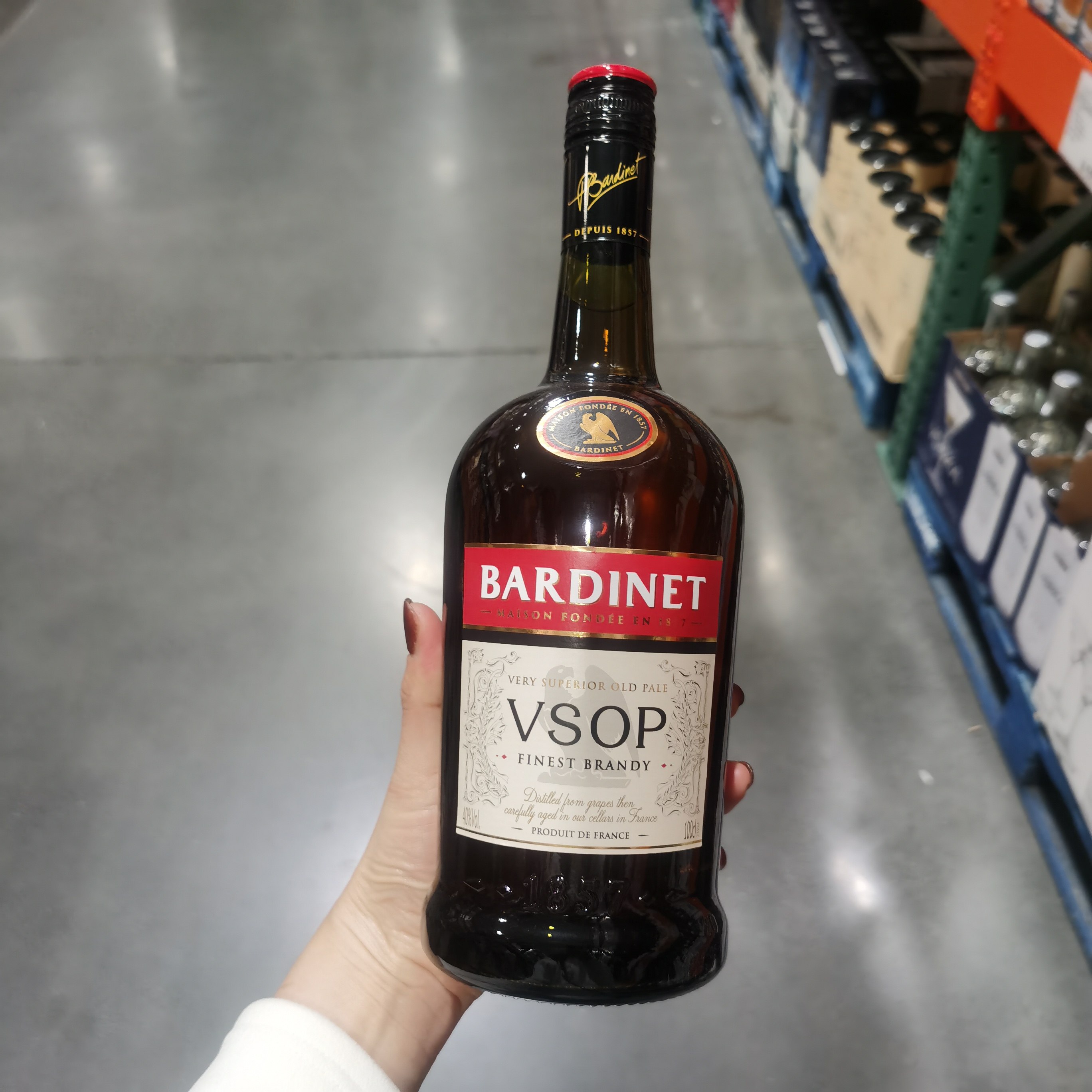 法国原装进口Bardinet必得利VSOP白兰地1L装洋酒 烈酒costco代购