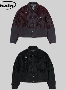 Thug Club 25ss blood lazered牛仔夹克植绒分层渐变外套翻领韩