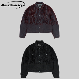 blood 25ss lazered牛仔夹克植绒分层渐变外套翻领韩 Club Thug