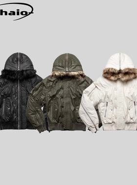 Racer Worldwide 25fw 毛领连帽N2B飞行夹克外套棉服排扣尼龙拉链