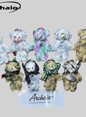 Alexii 23ss 小熊公仔玩偶做旧破坏脏染裤链泰迪熊配饰挂件vibe韩