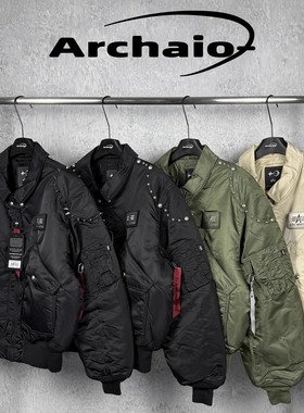 Thug Club x Alpha 阿尔法联名 铆钉尖刺飞行夹克棉服Bomber外套