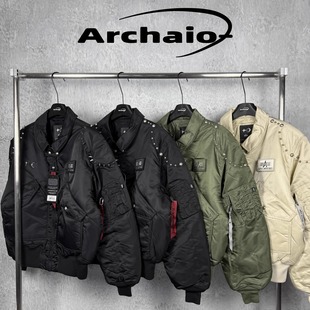 Thug Club x Alpha 阿尔法联名 铆钉尖刺飞行夹克棉服Bomber外套