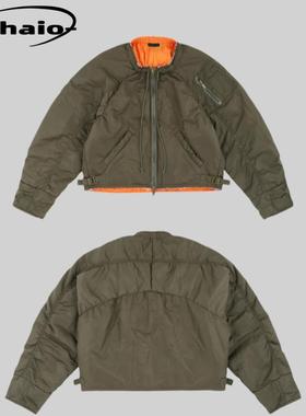 Grailz ProjectGR 24fw 破坏解构抽绳棉服飞行夹克Bomber拼接廓形