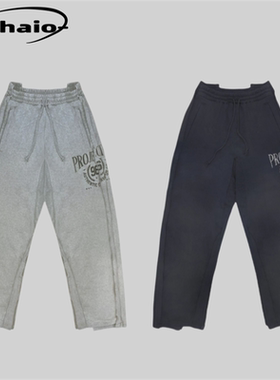Grailz ProjectGR 24ss 破坏裁剪棉质长裤做旧廓形运动裤Baggy韩