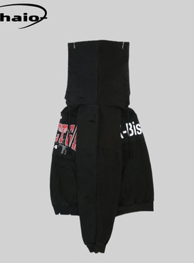 Grailz ProjectGR 24fw 前后两面穿破坏廓形标语印花连帽卫衣韩国