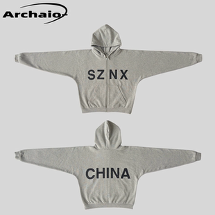 标语拉链外套宁艺卓同款 帽衫 SZNX卫衣 Kanye上海演唱会周边