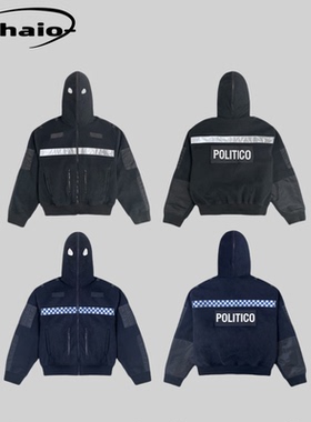 Grailz ProjectGR 23fw 蒙面拼接摇粒绒夹克3M反光条纹拉链外套韩