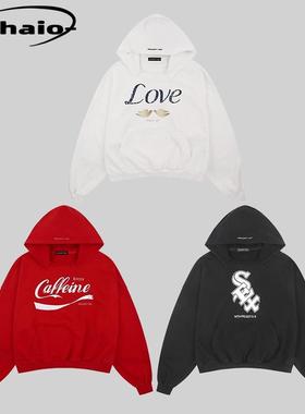 Grailz ProjectGR 24fw 限定刀割破坏领口连帽卫衣恶搞标语帽衫韩