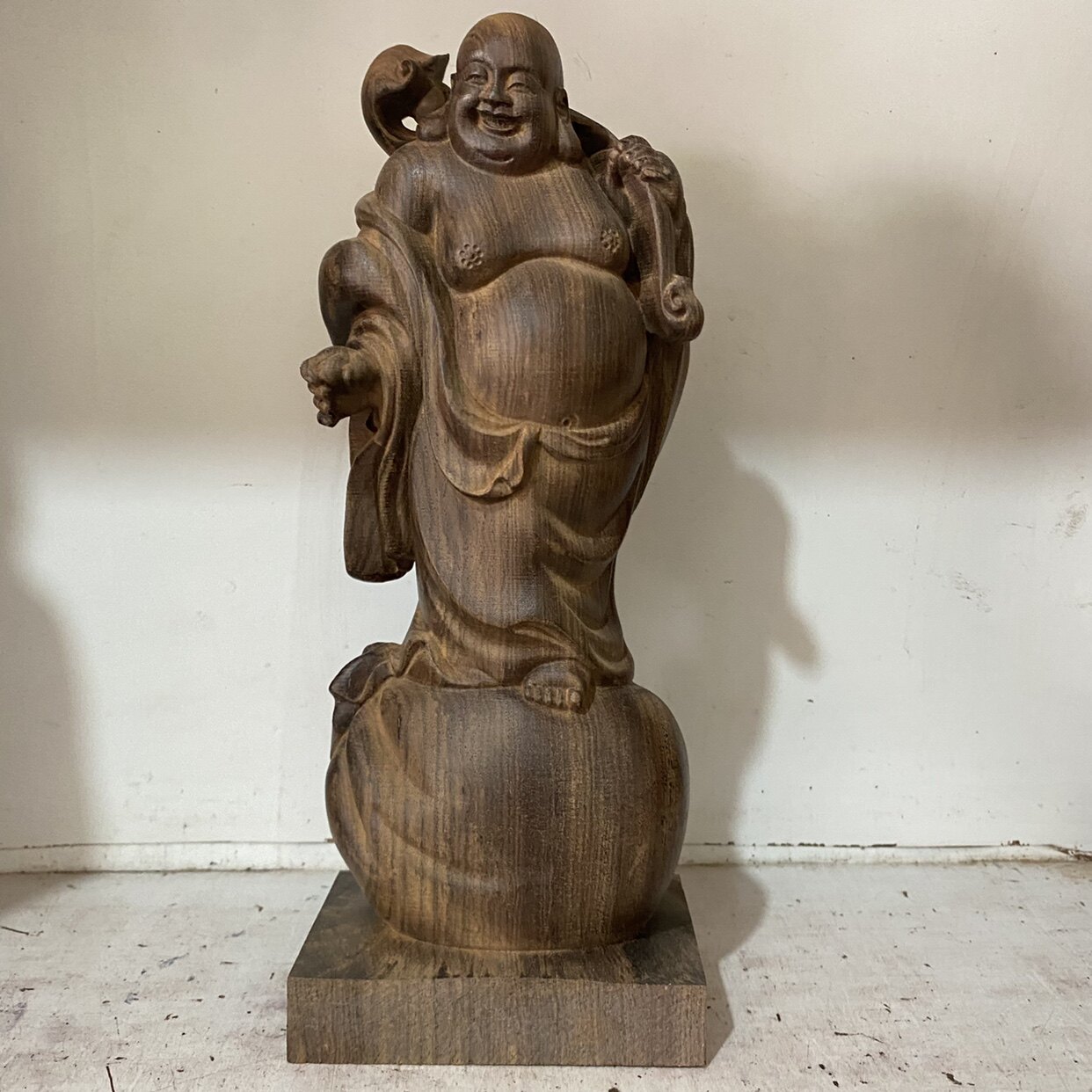 越南沉香原木木雕刻如意弥勒佛摆件大肚佛笑佛装饰实木招财工艺品