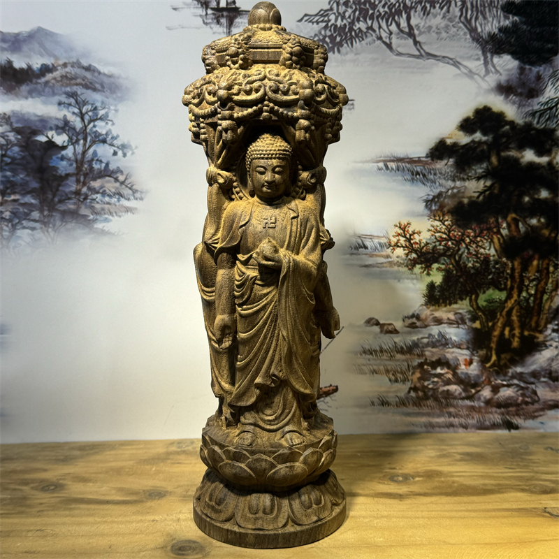 沉香木雕刻阿弥陀佛药师佛如来佛三宝佛木雕摆件实木雕刻家居供奉