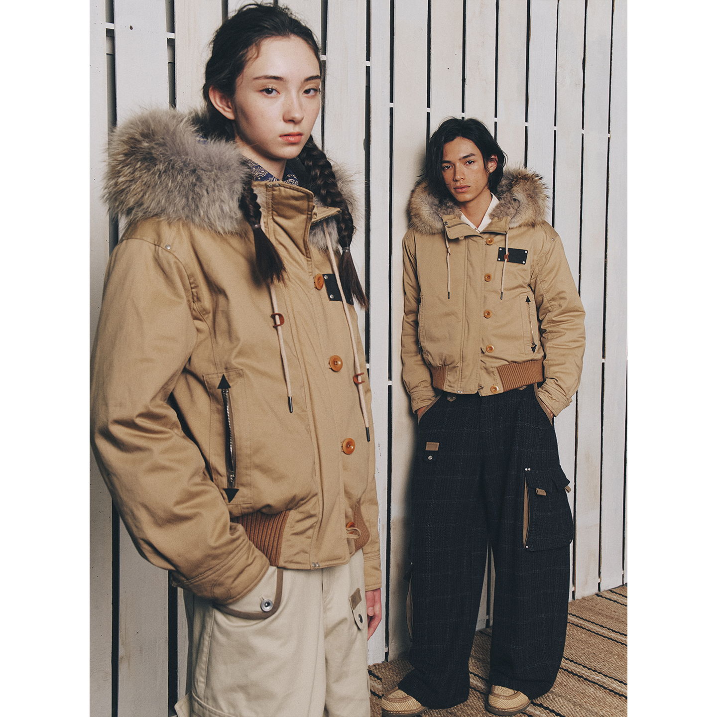 不路牌 堪察加郊狼真狼毛领3M新雪丽棉服秋冬装复古连帽外套